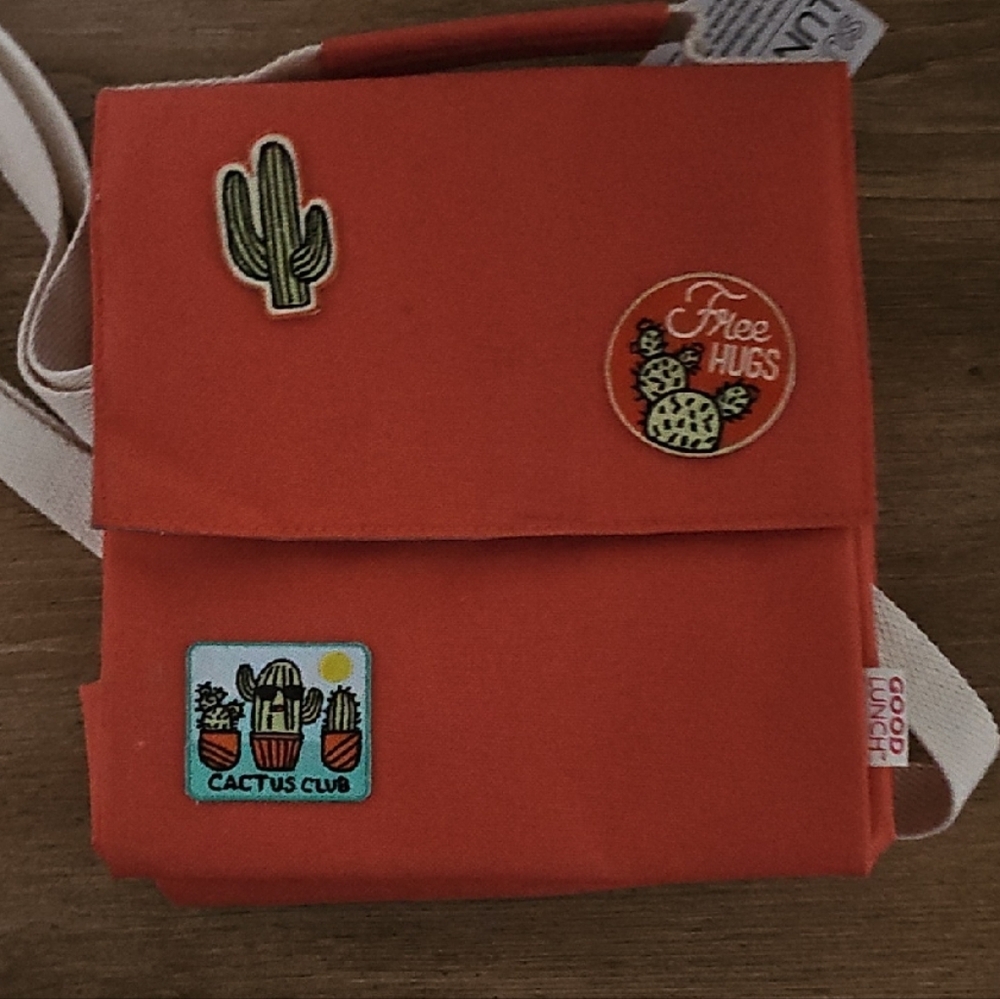 Kids Orange Bag with Cactus Patches